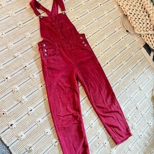 Free People Magenta cord overalls